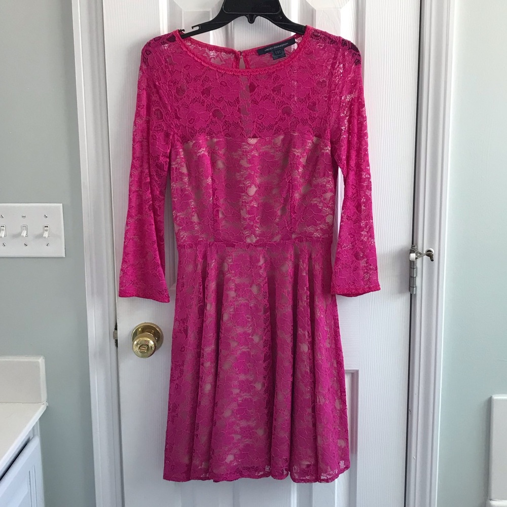 French Connection Fuschia Lace Dress